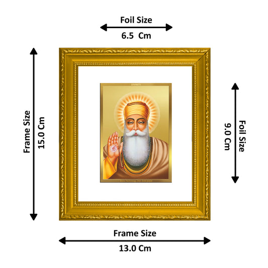 DIVINITI Guru Nanak Gold Plated Wall Photo Frame| DG Frame 101 Wall Photo Frame and 24K Gold Plated Foil| Religious Photo Frame Idol For Prayer, Gifts Items (15.5CMX13.5CM)