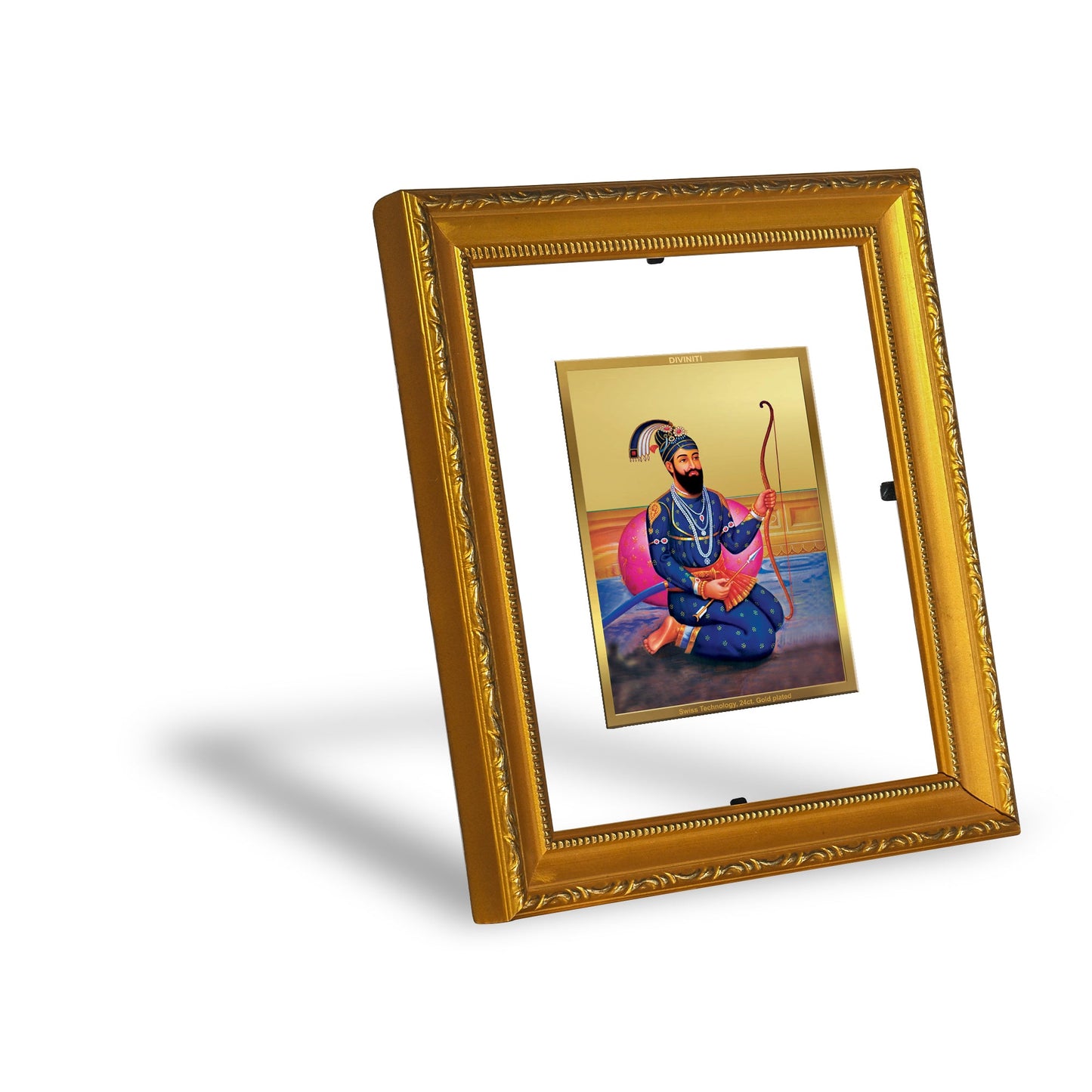 DIVINITI Guru Gobind Singh Gold Plated Wall Photo Frame| DG Frame 101 Wall Photo Frame and 24K Gold Plated Foil| Religious Photo Frame For Prayer(15.5CMX13.5CM)