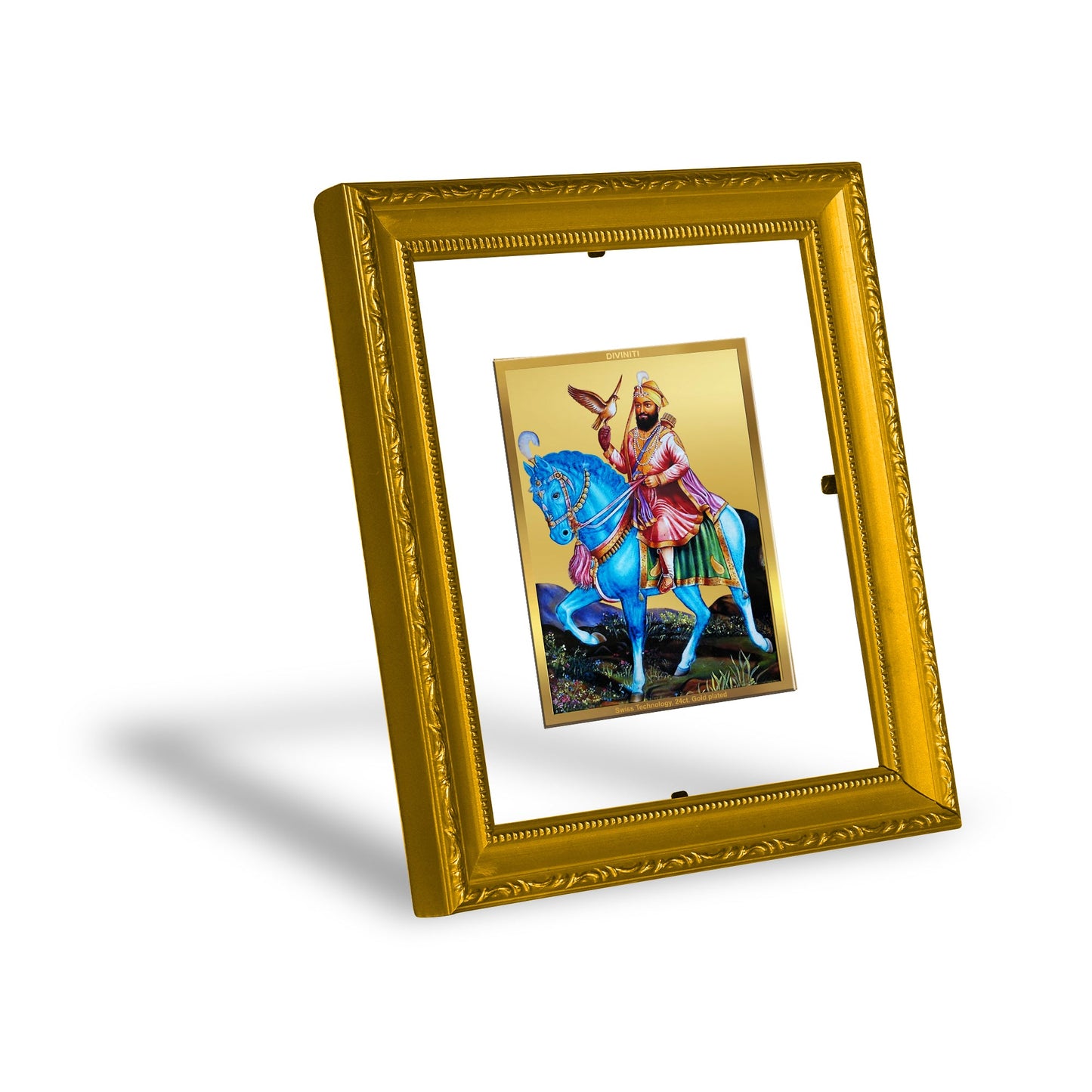 DIVINITI Guru Gobind Singh Gold Plated Wall Photo Frame| DG Frame 101 Wall Photo Frame and 24K Gold Plated Foil| Religious Photo Frame Idol For Gifts Items (15.5CMX13.5CM)