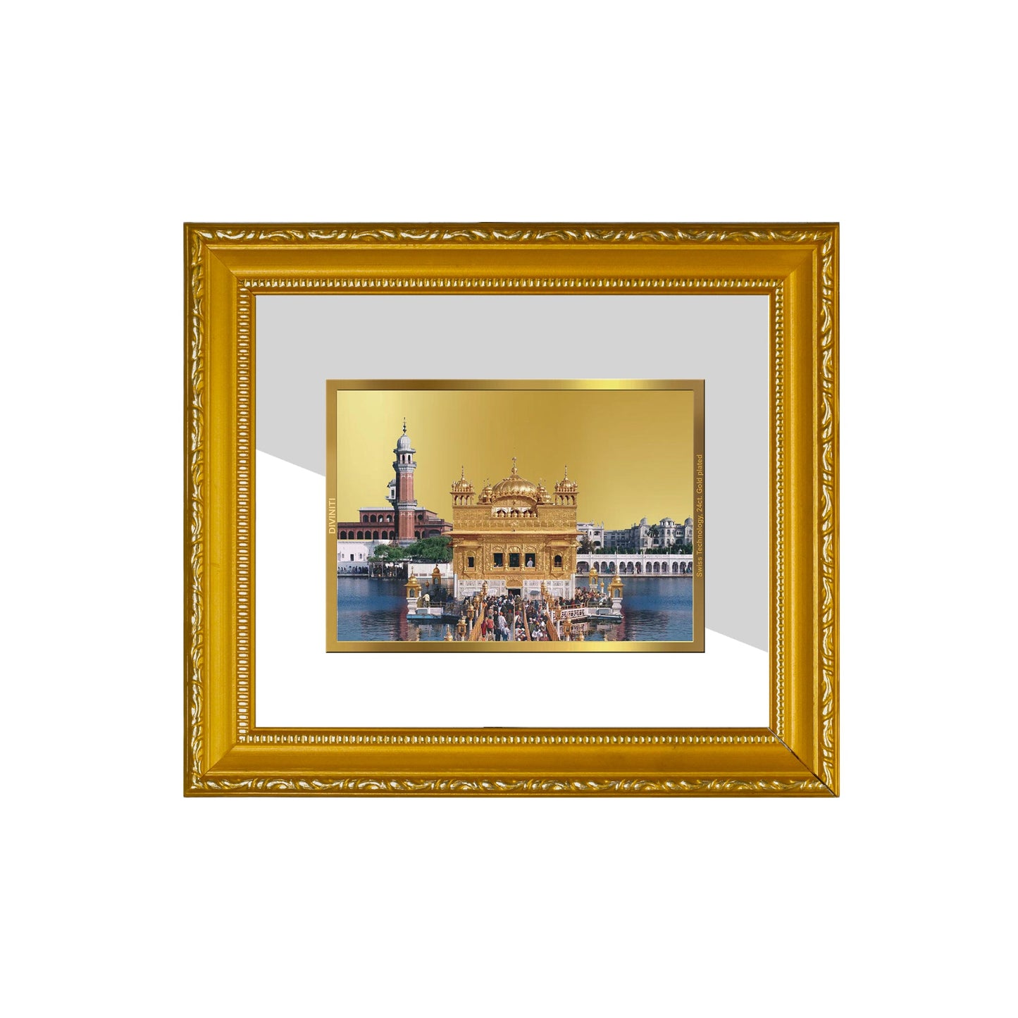 DIVINITI Golden Temple Gold Plated Wall Photo Frame| DG Frame 101 Wall Photo Frame and 24K Gold Plated Foil| Religious Photo Frame Idol For Prayer(15.5CMX13.5CM)