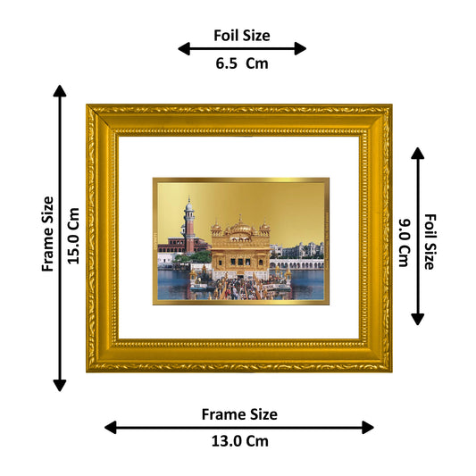 DIVINITI Golden Temple Gold Plated Wall Photo Frame| DG Frame 101 Wall Photo Frame and 24K Gold Plated Foil| Religious Photo Frame Idol For Prayer(15.5CMX13.5CM)