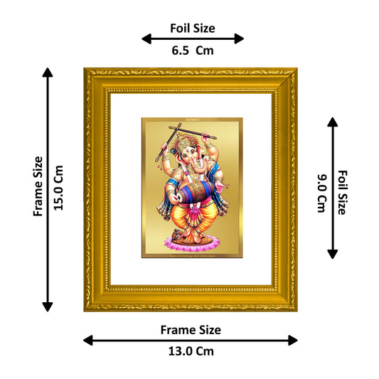 DIVINITI Ganesha Gold Plated Wall Photo Frame| DG Frame 101 Wall Photo Frame and 24K Gold Plated Foil| Religious Photo Frame Idol For Prayer(15.5CMX13.5CM)