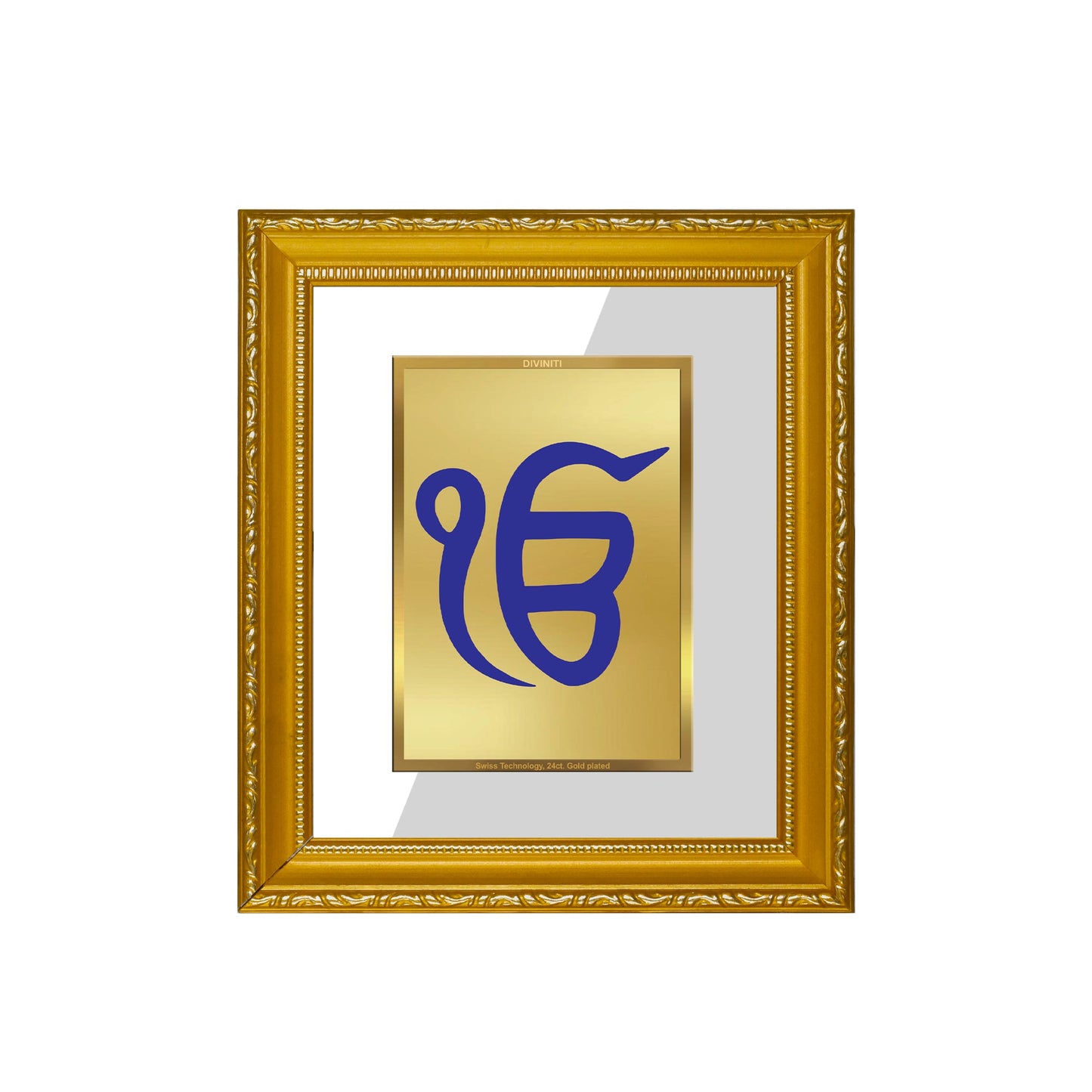 DIVINITI Ik Onkar Gold Plated Wall Photo Frame| DG Frame 101 Wall Photo Frame and 24K Gold Plated Foil| Religious Photo Frame Idol For Prayer, Gifts Items (15.5CMX13.5CM)