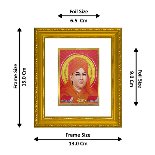 DIVINITI Dayanand Saraswati Gold Plated Wall Photo Frame| DG Frame 101 Wall Photo Frame and 24K Gold Plated Foil| Religious Photo Frame Idol For Prayer, Gifts Items (15.5CMX13.5CM)