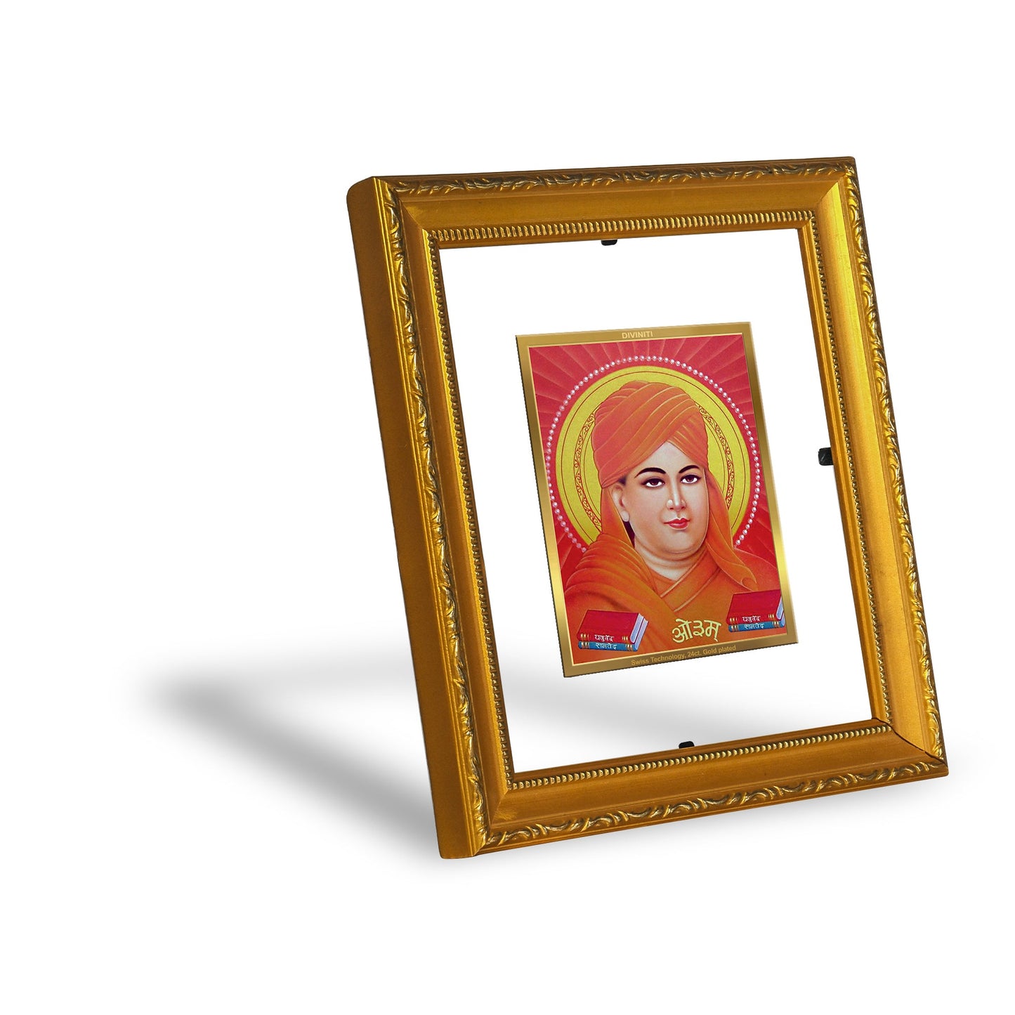 DIVINITI Dayanand Saraswati Gold Plated Wall Photo Frame| DG Frame 101 Wall Photo Frame and 24K Gold Plated Foil| Religious Photo Frame Idol For Prayer, Gifts Items (15.5CMX13.5CM)