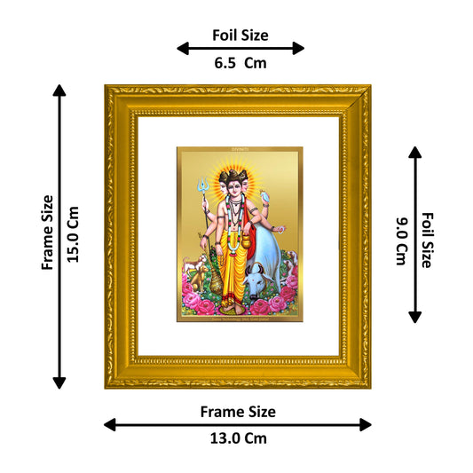 DIVINITI Dattatreya-2 Gold Plated Wall Photo Frame| DG Frame 101 Wall Photo Frame and 24K Gold Plated Foil| Religious Photo Frame Idol For Prayer, Gifts Items (15.5CMX13.5CM)