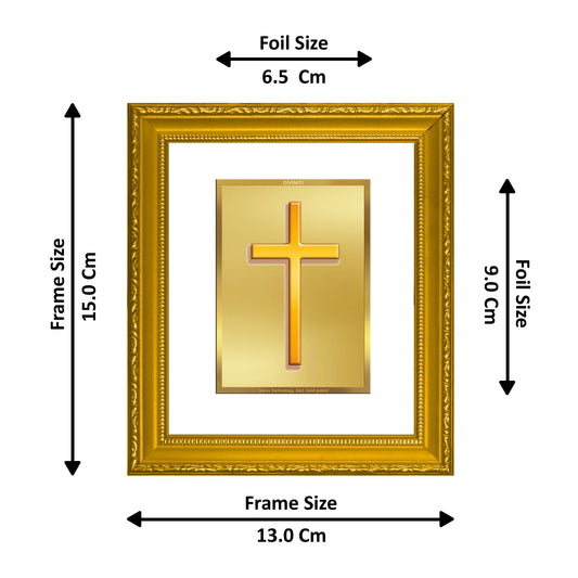 DIVINITI Holy Cross Gold Plated Wall Photo Frame DG Frame 101 Wall Photo Frame and 24K Gold Plated Foil| Religious Photo Frame(15.5CMX13.5CM)