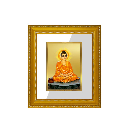 DIVINITI Buddha Gold Plated Wall Photo Frame| DG Frame 101 Wall Photo Frame and 24K Gold Plated Foil| Religious Photo Frame Idol For Prayer, Gifts Items (15.5CMX13.5CM)