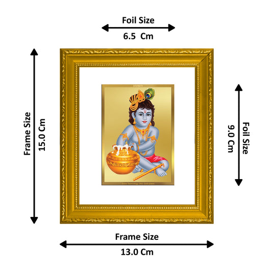 DIVINITI Bal Gopal Gold Plated Wall Photo Frame| DG Frame 101 Wall Photo Frame and 24K Gold Plated Foil| Religious Photo Frame Idol For Prayer (15.5CMX13.5CM)