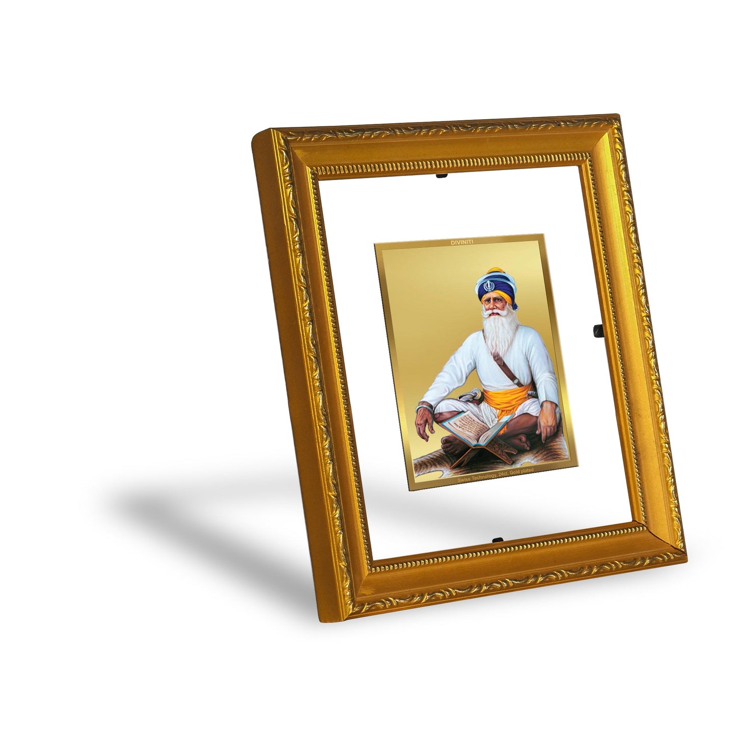 DIVINITI Baba Deep Singh Gold Plated Wall Photo Frame| DG Frame 101 Wall Photo Frame and 24K Gold Plated Foil| Religious Photo Frame Idol For Prayer, Gifts Items (15.5CMX13.5CM)