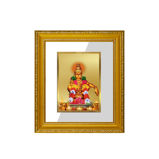 DIVINITI Ayyappan Gold Plated Wall Photo Frame| DG Frame 101 Wall Photo Frame and 24K Gold Plated Foil| Religious Photo Frame Idol For Prayer(15.5CMX13.5CM)