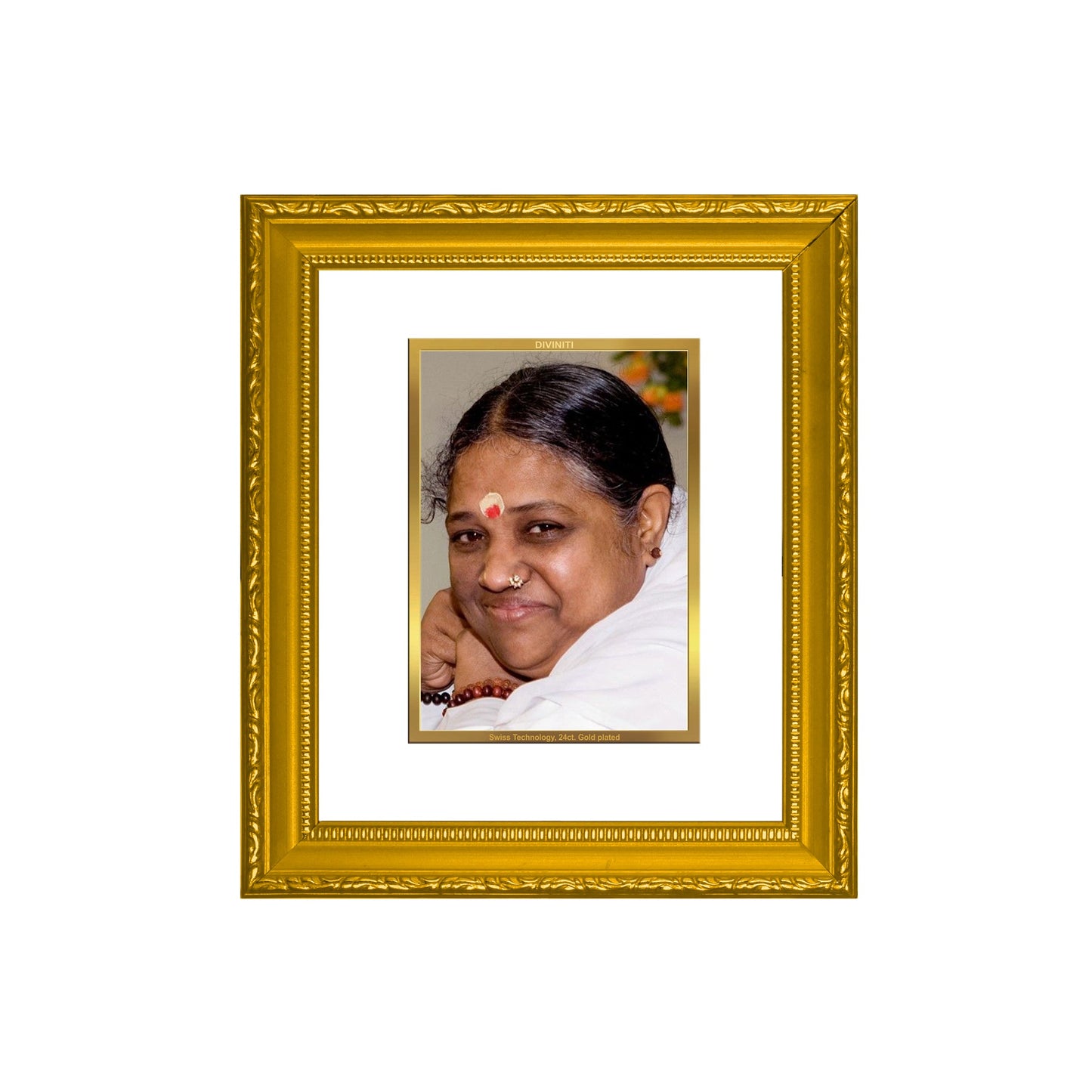 DIVINITI Mata Amritanandamayi Gold Plated Wall Photo Frame| DG Frame 101 Wall Photo Frame and 24K Gold Plated Foil| Religious Photo Frame Idol For Prayer, Gifts Items (15.5CMX13.5CM)