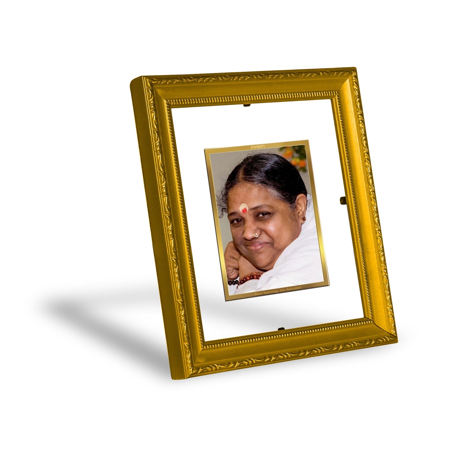 DIVINITI Mata Amritanandamayi Gold Plated Wall Photo Frame| DG Frame 101 Wall Photo Frame and 24K Gold Plated Foil| Religious Photo Frame Idol For Prayer, Gifts Items (15.5CMX13.5CM)