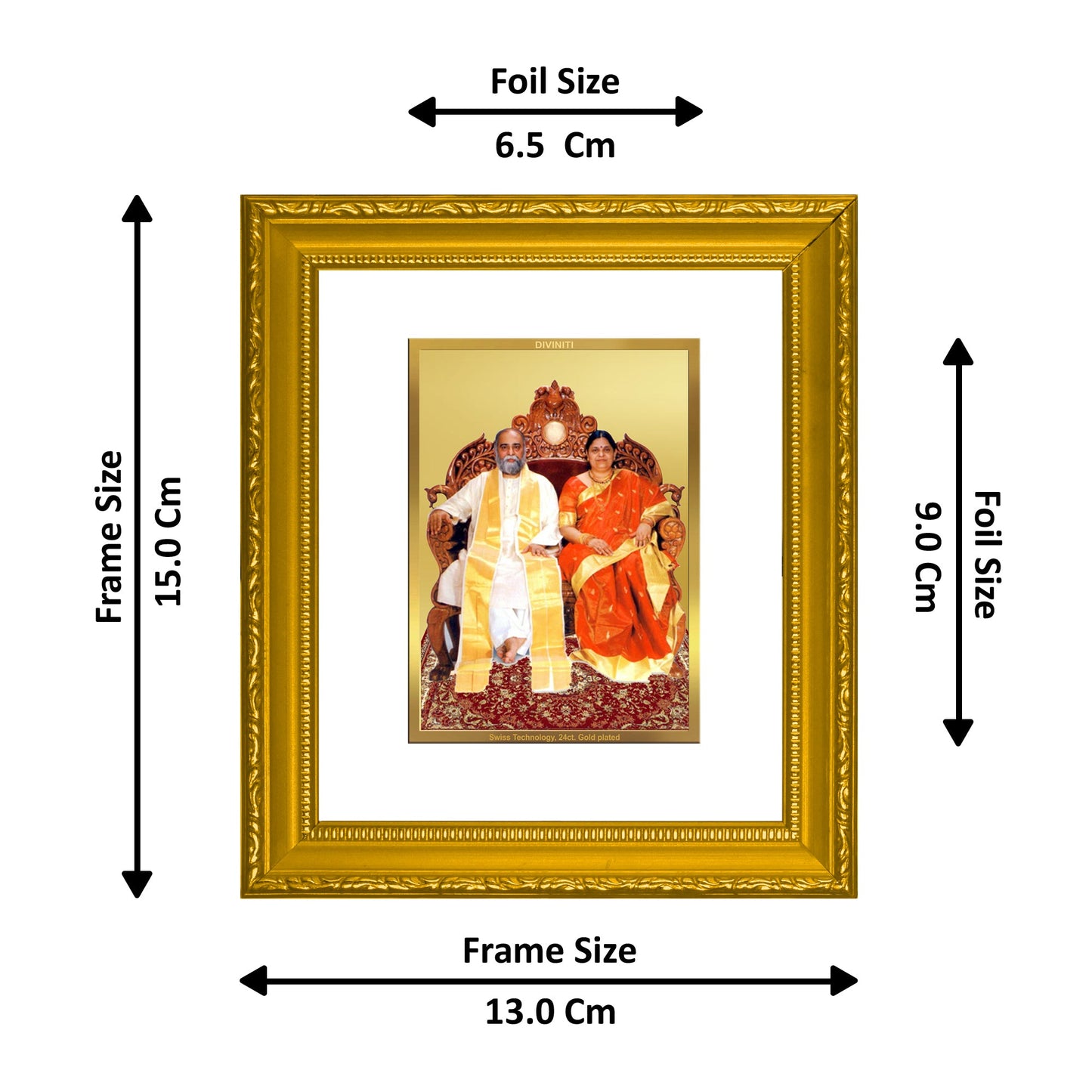 DIVINITI Amma Bhagavan Gold Plated Wall Photo Frame| DG Frame 101 Wall Photo Frame and 24K Gold Plated Foil| Religious Photo Frame Idol For Prayer, Gifts Items (15.5CMX13.5CM)