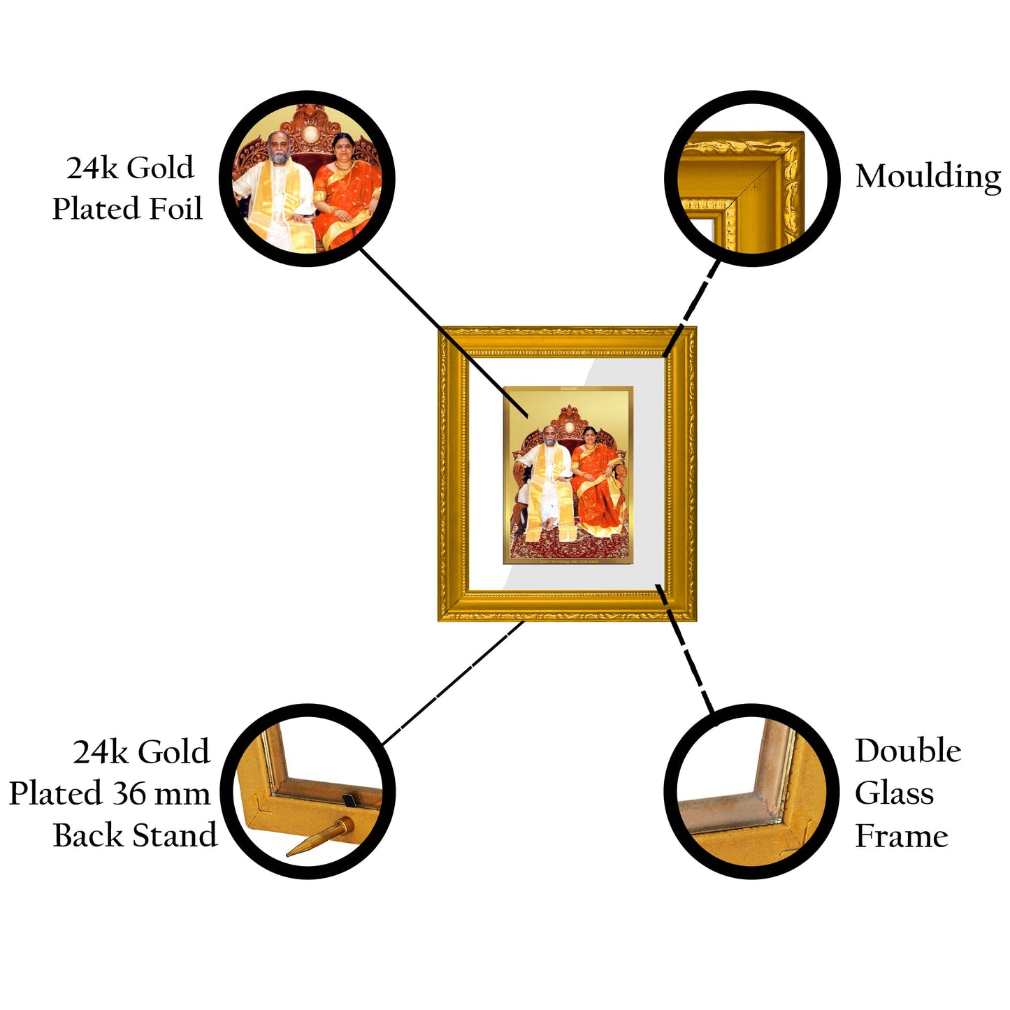 DIVINITI Amma Bhagavan Gold Plated Wall Photo Frame| DG Frame 101 Wall Photo Frame and 24K Gold Plated Foil| Religious Photo Frame Idol For Prayer, Gifts Items (15.5CMX13.5CM)