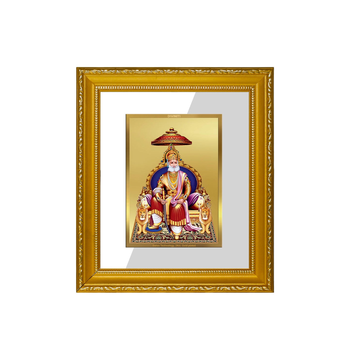 DIVINITI Agrasen Maharaj Gold Plated Wall Photo Frame| DG Frame 101 Wall Photo Frame and 24K Gold Plated Foil| Religious Photo Frame Idol For Prayer, Gifts Items (15.5CMX13.5CM)