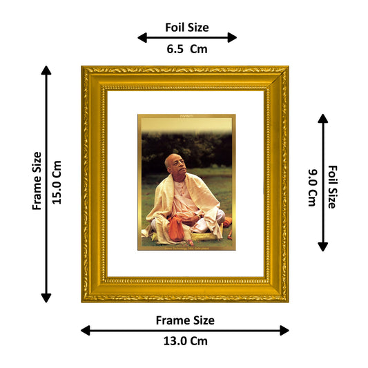 DIVINITI A. C. Bhaktivedanta Swami Gold Plated Wall Photo Frame| DG Frame 101 Wall Photo Frame and 24K Gold Plated Foil| Religious Photo Frame Idol For Prayer, Gifts Items (15.5CMX13.5CM)