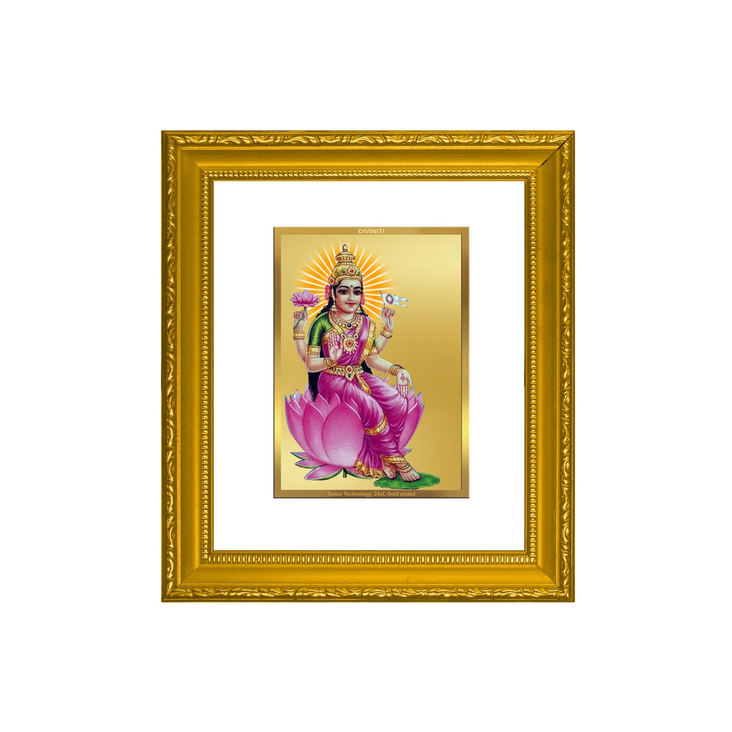 DIVINITI Aadi Lakshmi Gold Plated Wall Photo Frame| DG Frame 101 Wall Photo Frame and 24K Gold Plated Foil| Religious Photo Frame Idol For Prayer, Gifts Items (15.5CMX13.5CM)