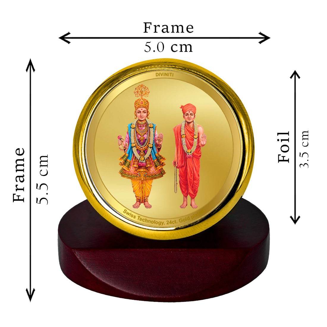 Diviniti 24K Gold Plated Swami Narayan Frame For Car Dashboard, Home Decor, Prayer & Festival Gift (5.5 x 5.0 CM)