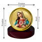 Diviniti 24K Gold Plated Mother Mary Frame For Car Dashboard, Home Decor, Table Top, Gift (5.5 x 5.0 CM)