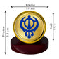 Diviniti 24K Gold Plated Khanda Sahib Frame For Car Dashboard, Home Decor Showpiece (5.5 x 5.0 CM)