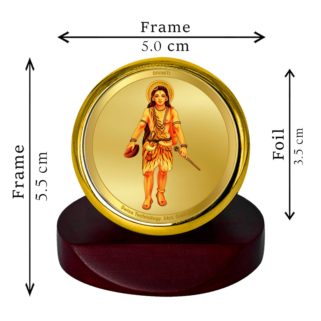 Diviniti 24K Gold Plated Baba Gorakh Nath Frame For Car Dashboard, Home Decor, Puja (5.5 x 5.0 CM)