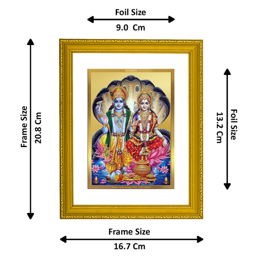 Diviniti 24K Gold Plated Vishnu Laxmi Photo Frame For Home Decor, Wall Decor, Gift, Puja Room (20.8 x 16.7 CM)