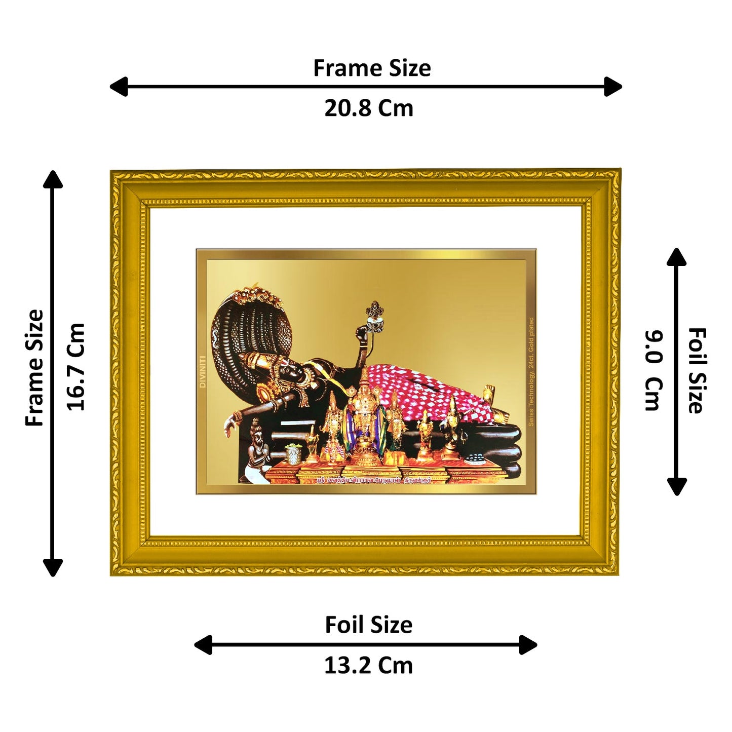 Diviniti 24K Gold Plated Vishnu Ji Photo Frame For Home Decor, Table, Wall Decor, Puja (20.8 x 16.7 CM)