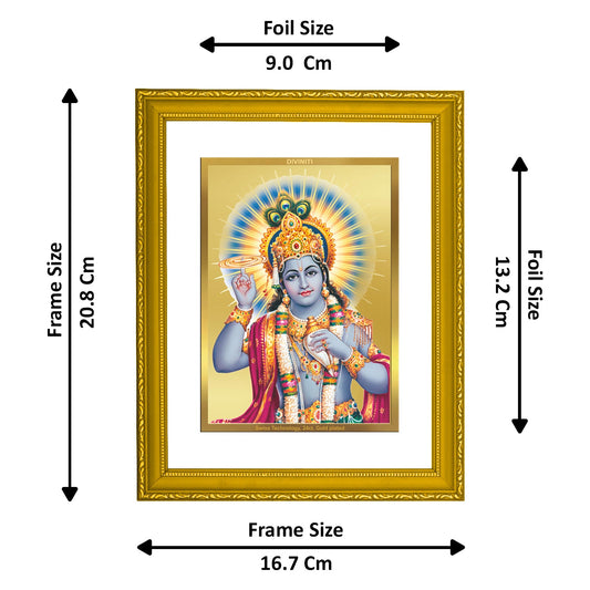 Diviniti 24K Gold Plated Lord Vishnu Photo Frame For Home Decor, Wall Decor, Table, Puja (20.8 x 16.7 CM)