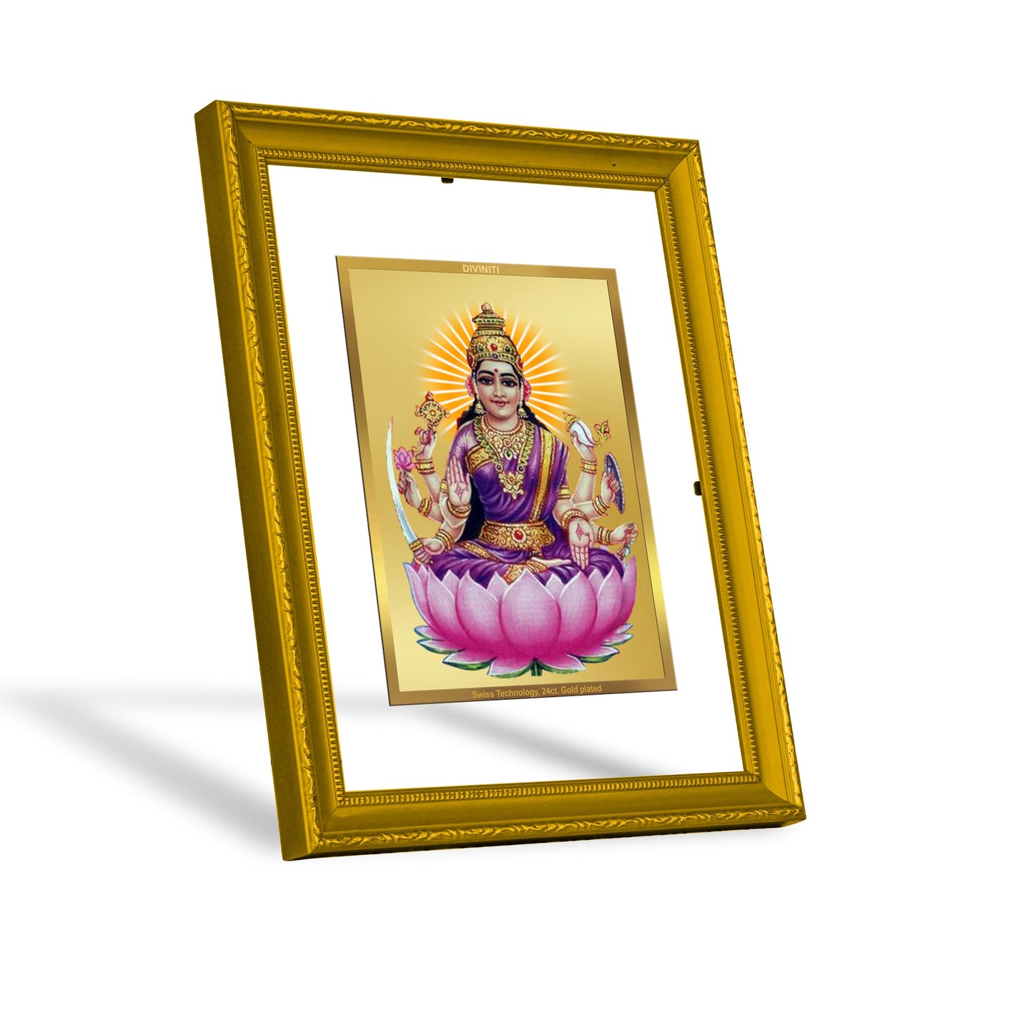 Diviniti 24K Gold Plated Vijaya Lakshmi Photo Frame For Home Decor, Table, Wall Decor, Prayer, Gift (20.8 x 16.7 CM)