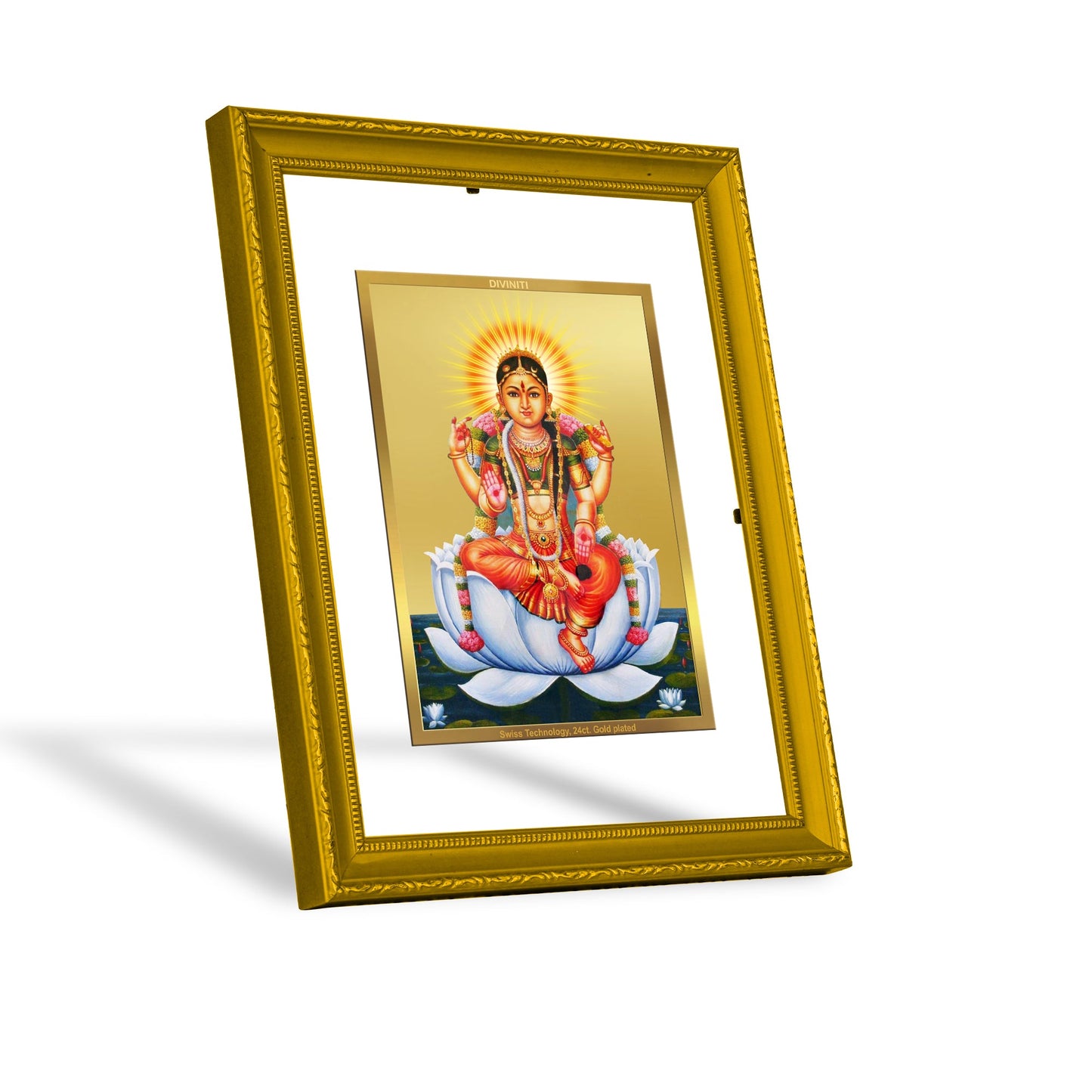 Diviniti 24K Gold Plated Tripura Devi Photo Frame For Home Decor, Table Top, Wall Hanging, Gift (20.8 x 16.7 CM)