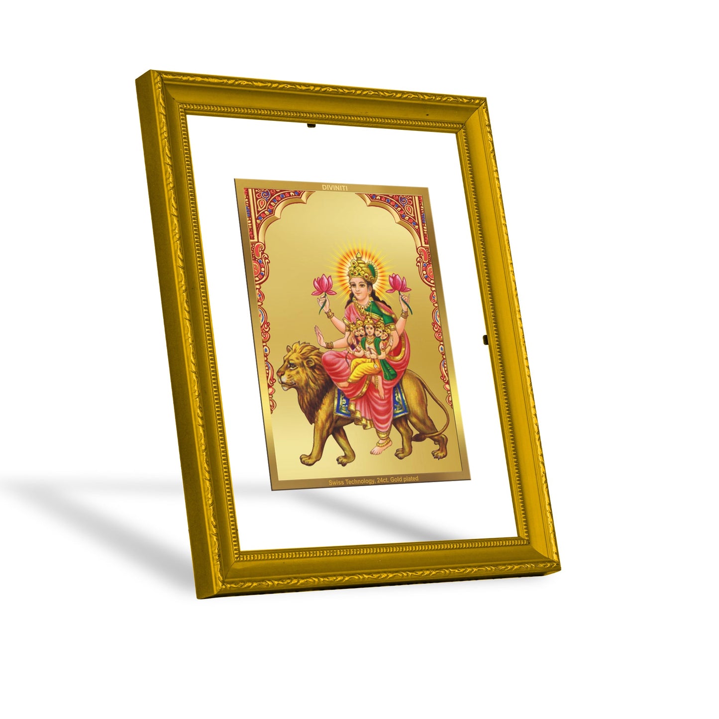 Diviniti 24K Gold Plated Skandamata Photo Frame For Home Decor, Table, Wall Hanging, Puja, Gift (20.8 x 16.7 CM)