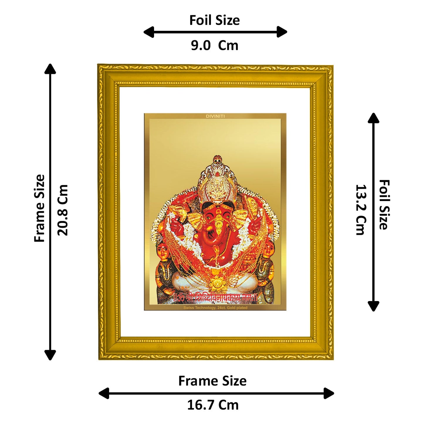 DIVINITI SIDDHIVINAYAK 24K Gold Plated Wall Photo Frame| DG Frame 101 Size 2 Wall Photo Frame, Gifts Items (20.8CMX16.7CM)