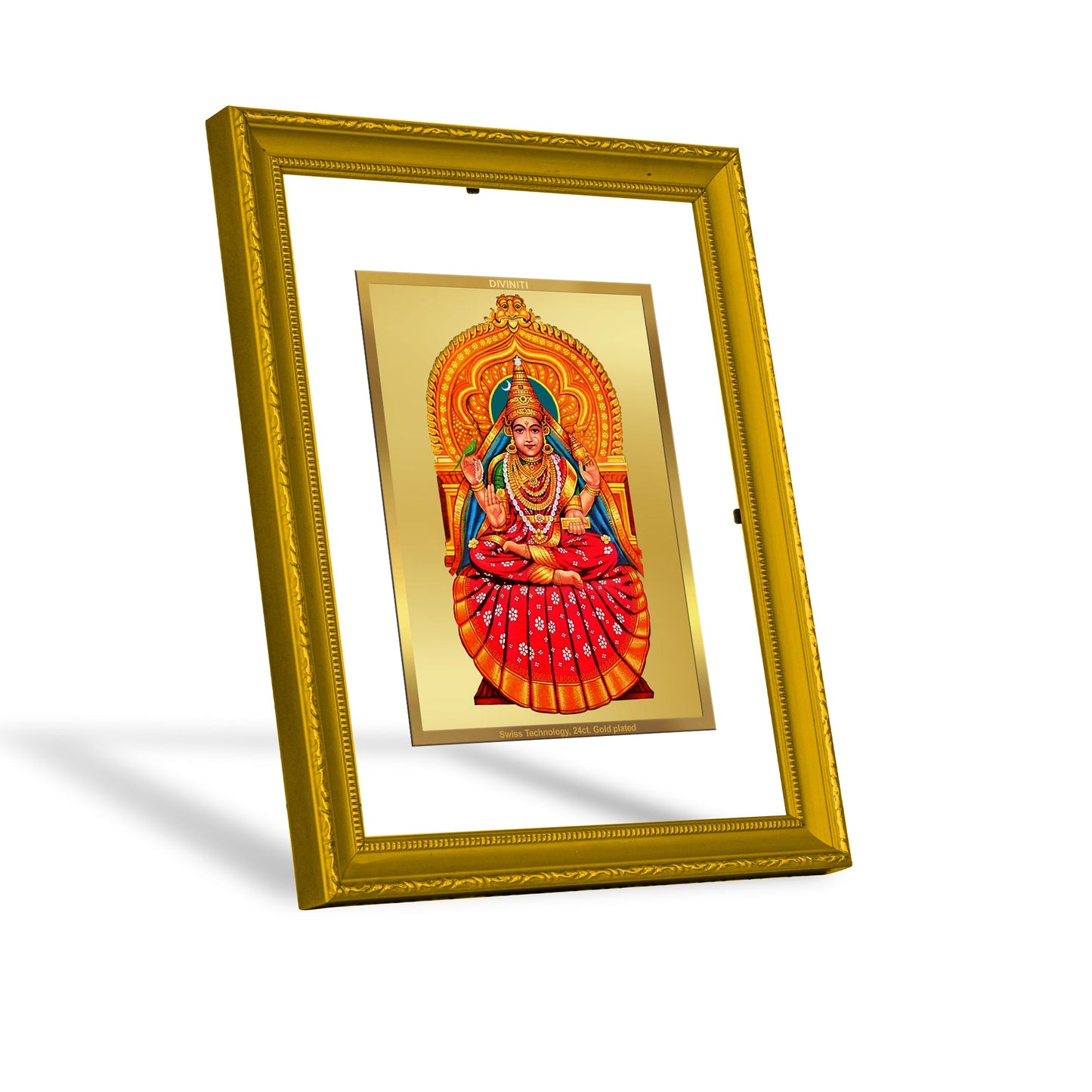 Diviniti 24K Gold Plated Sharda Mata Photo Frame For Home Decor, Wall Hanging, Table Top, Gift (20.8 x 16.7 CM)