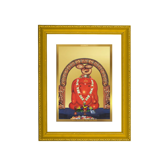 DIVINITI Ganesha Gold Plated Wall Photo Frame| DG Frame 101 Size 2 Photo Frame and 24K Gold Plated Foil| Religious Photo Frame Idol For Gifts Items (20.8CMX16.7CM)