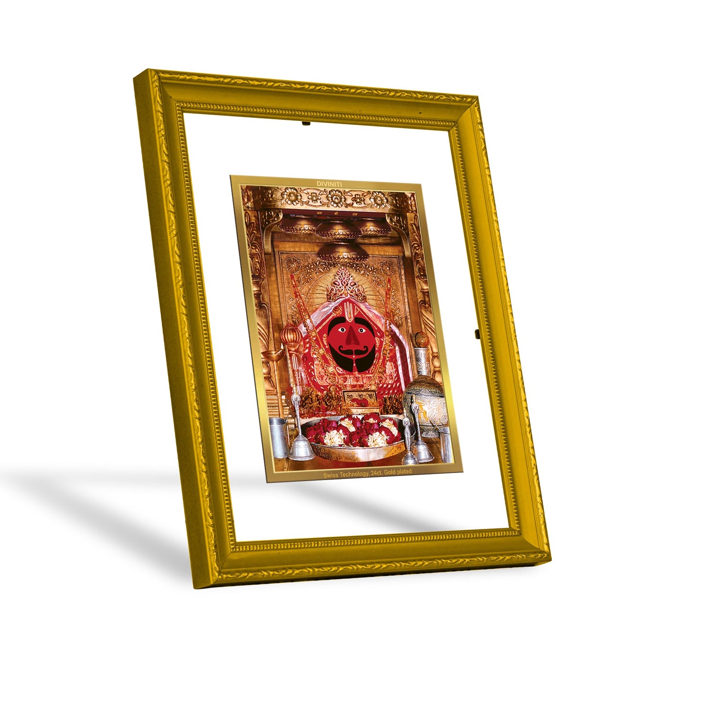 Diviniti 24K Gold Plated Salasar Balaji Photo Frame For Home Decor, Table, Wall Hanging, Festival Gift (20.8 x 16.7 CM)