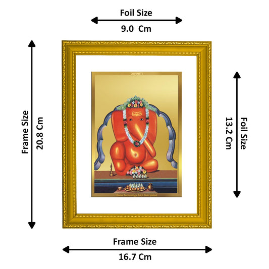 DIVINITI Ganesha 24K Gold Plated Wall Photo Frame| DG Frame 101 Size 2 Wall Photo Frame and 24K Gold Plated Foil| Religious Photo Frame Idol,Gifts Items (20.8CMX16.7CM)