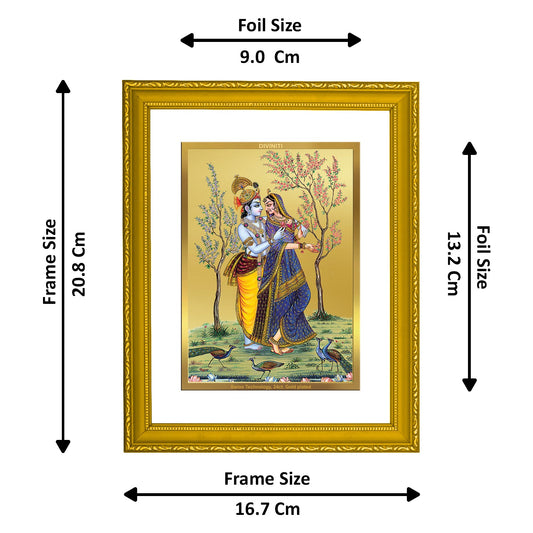 Diviniti 24K Gold Plated Radha Krishna Photo Frame For Home Decor, Table Top, Wall Hanging, Puja, Gift (20.8 x 16.7 CM)