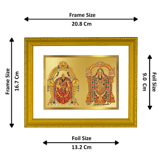 Diviniti 24K Gold Plated Padmavathi Balaji Photo Frame For Home Decor, Table, Wall Decor, Worship, Gift (20.8 x 16.7 CM)