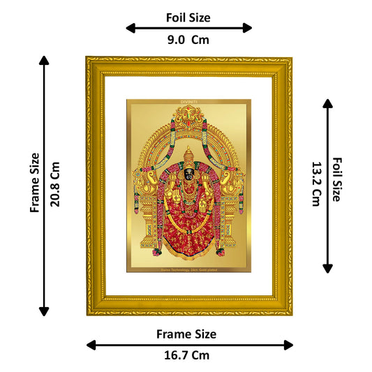 Diviniti 24K Gold Plated Goddess Padmavathi Photo Frame For Home Decor, Wall Hanging, Table, Gift (20.8 x 16.7 CM)