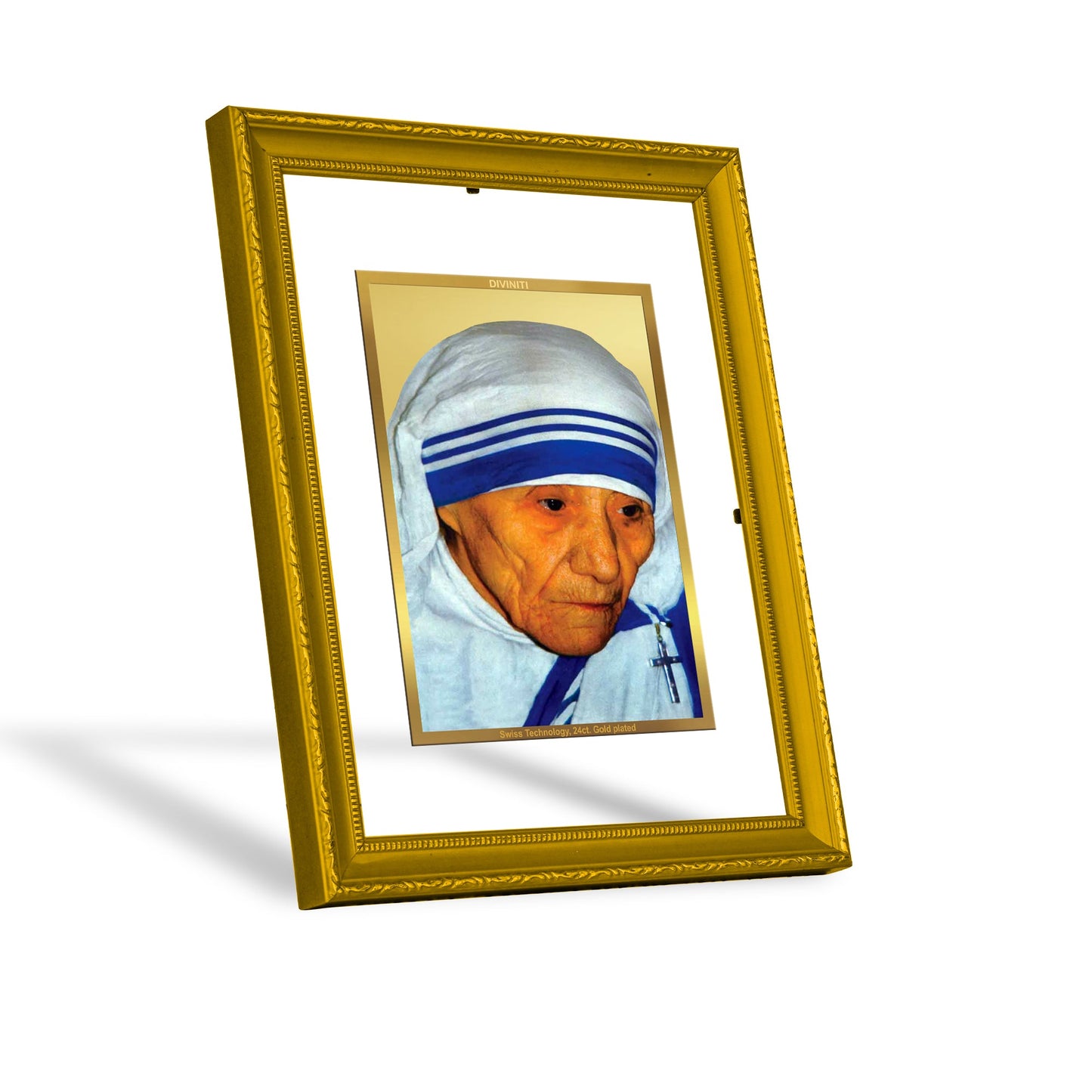 DIVINITI Mother Teresa Gold Plated Wall Photo Frame| DG Frame 101 Size 2 Wall Photo Frame and 24K Gold Plated Foil| Religious Photo Frame Idol For Prayer, Gifts Items (20.8CMX16.7CM)