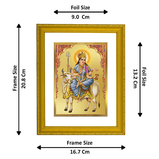 DIVINITI MAHAGAURI MATA Gold Plated Wall Photo Frame| DG Frame 101 Size 2 Wall Photo Frame and 24K Gold Plated Foil| Religious Photo Frame Idol For Prayer, Gifts Items (20.8CMX16.7CM)