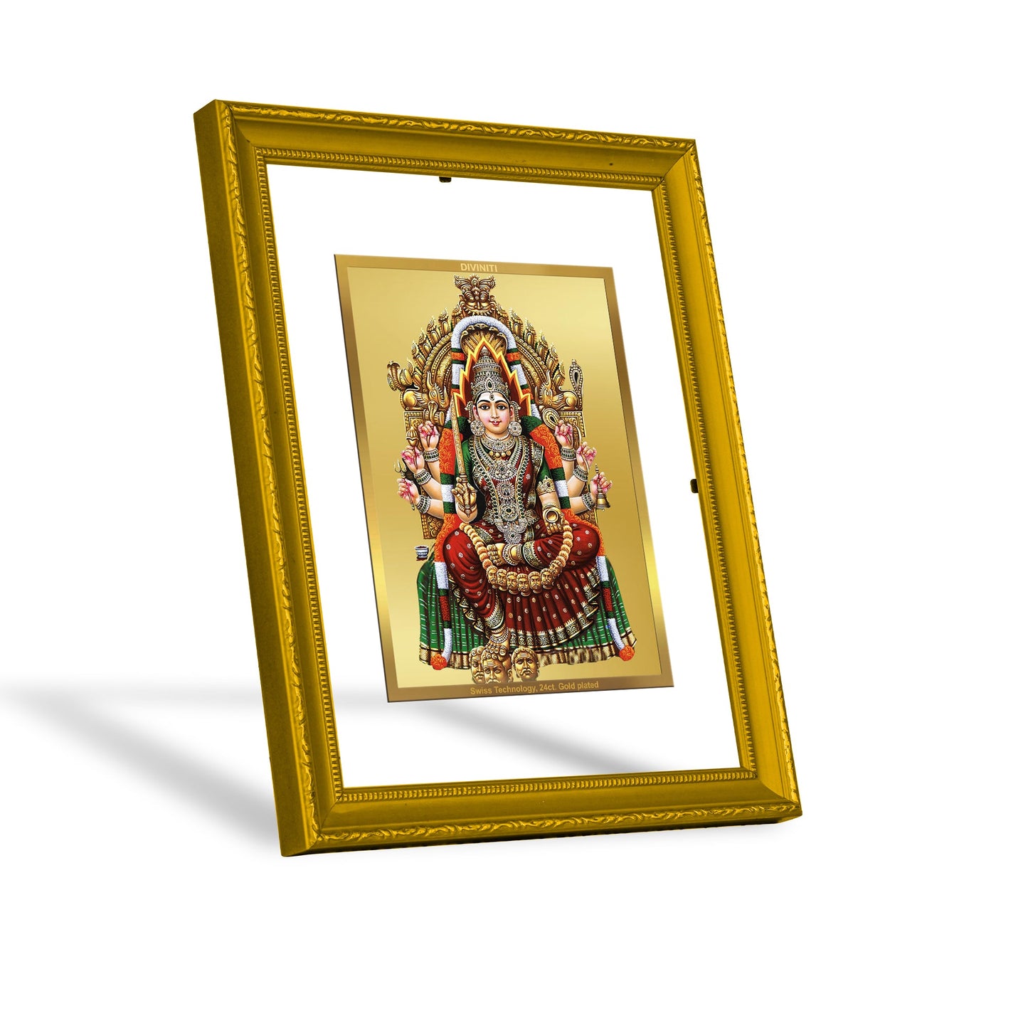 DIVINITI Samayapuram Mariamman Gold Plated Wall Photo Frame| DG Frame 101 Size 2 Wall Photo Frame and 24K Gold Plated Foil| Religious Photo Frame Idol For Prayer, Gifts Items (20.8CMX16.7CM)