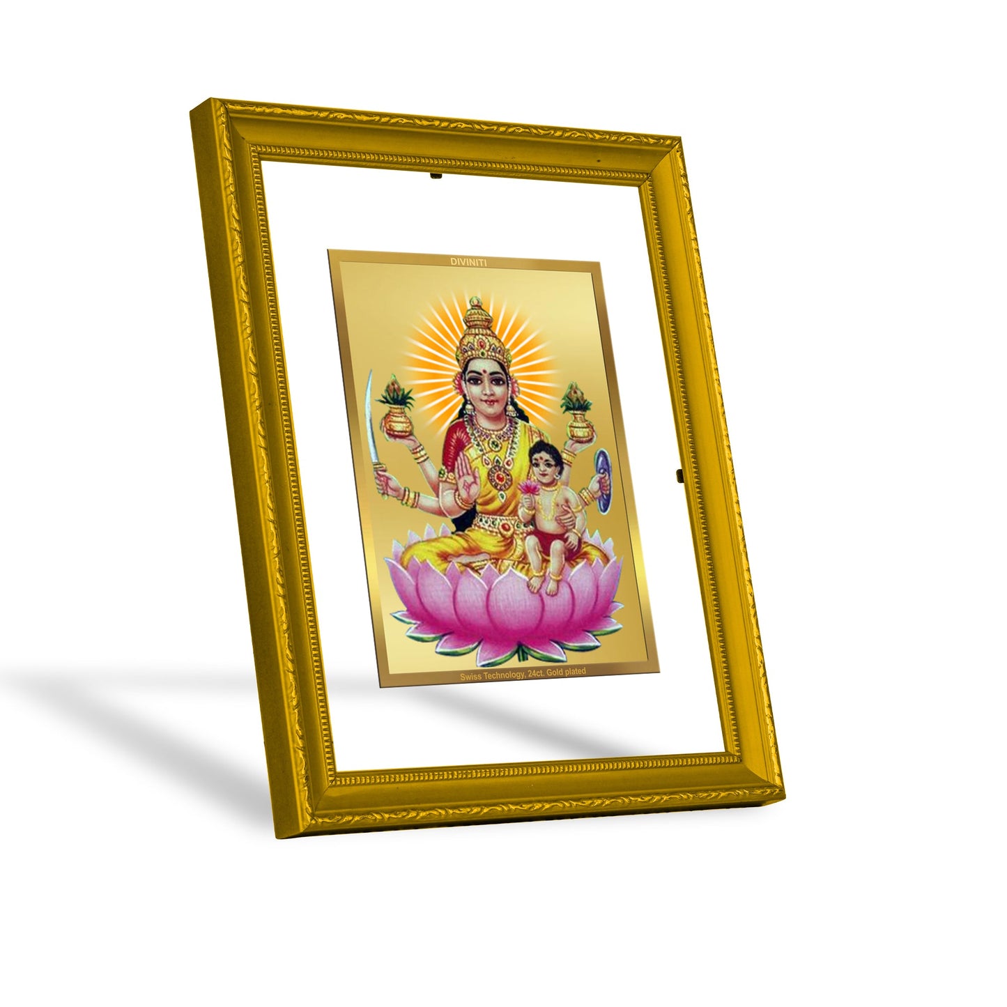 Diviniti 24K Gold Plated Santana Lakshmi Photo Frame For Home Decor, Wall Decor, Table, Puja, Gift (20.8 x 16.7 CM)