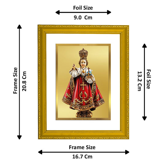 DIVINITI Infant Jesus Gold Plated Wall Photo Frame| DG Frame 101 Size 2 Wall Photo Frame and 24K Gold Plated Foil| Religious Photo Frame Idol For Prayer, Gifts Items (20.8CMX16.7CM)