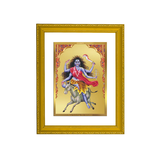 DIVINITI Kaalratri Mata Gold Plated Wall Photo Frame| DG Frame 101 Size 2 Wall Photo Frame and 24K Gold Plated Foil| Religious Photo Frame Idol For Prayer, Gifts Items (20.8CMX16.7CM)