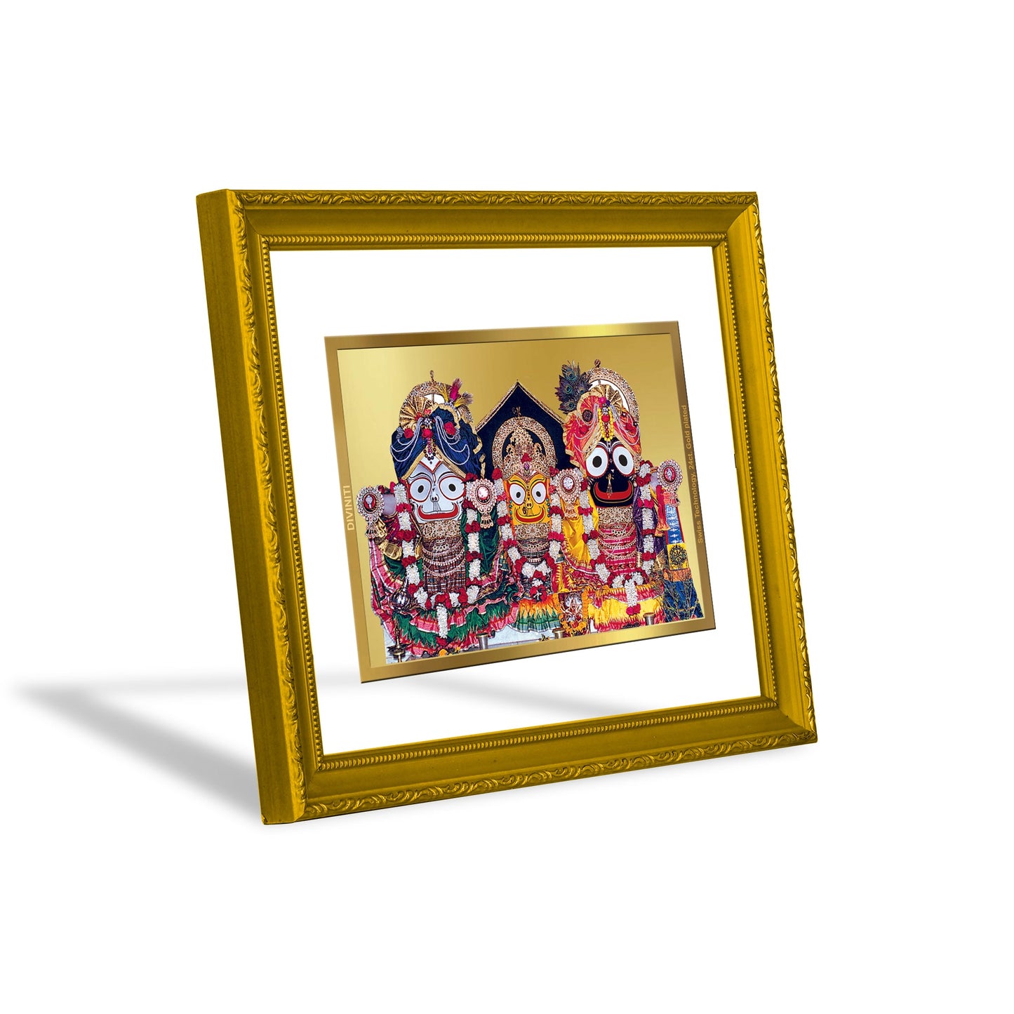 DIVINITI Jagannath-2 Gold Plated Wall Photo Frame| DG Frame 101 Size 2 Wall Photo Frame and 24K Gold Plated Foil| Religious Photo Frame For Prayer (20.8CMX16.7CM)