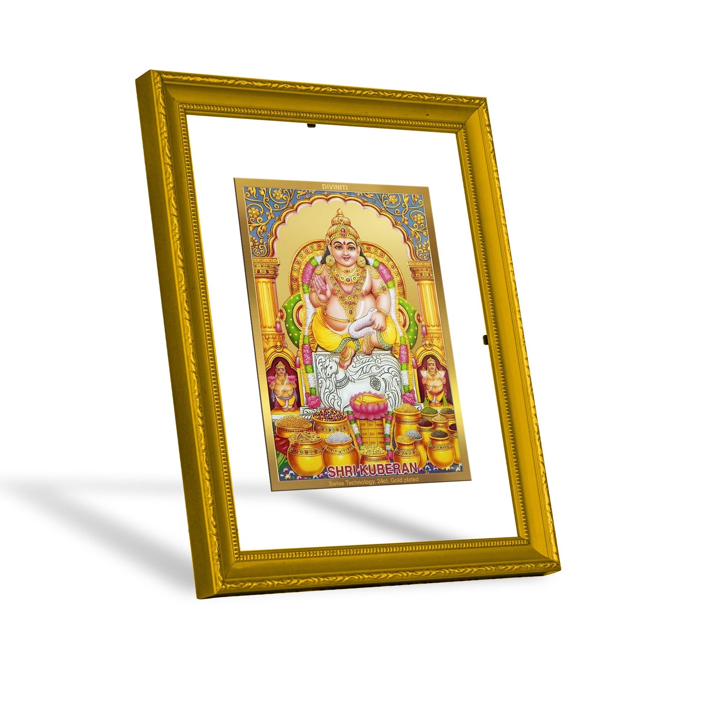 DIVINITI Kuber Gold Plated Wall Photo Frame| DG Frame 101 Size 2 Wall Photo Frame and 24K Gold Plated Foil| Religious Photo Frame Idol For Prayer, Gifts  (20.8CMX16.7CM)