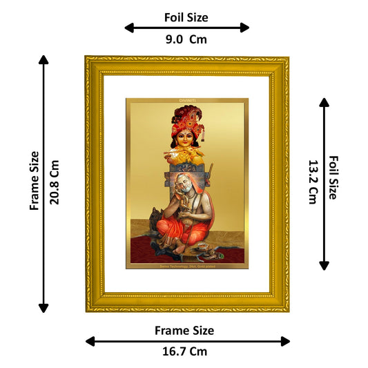 DIVINITI Krishna-1 Gold Plated Wall Photo Frame| DG Frame 101 Size 2 Wall Photo Frame and 24K Gold Plated Foil| Religious Photo Frame s (20.8CMX16.7CM)