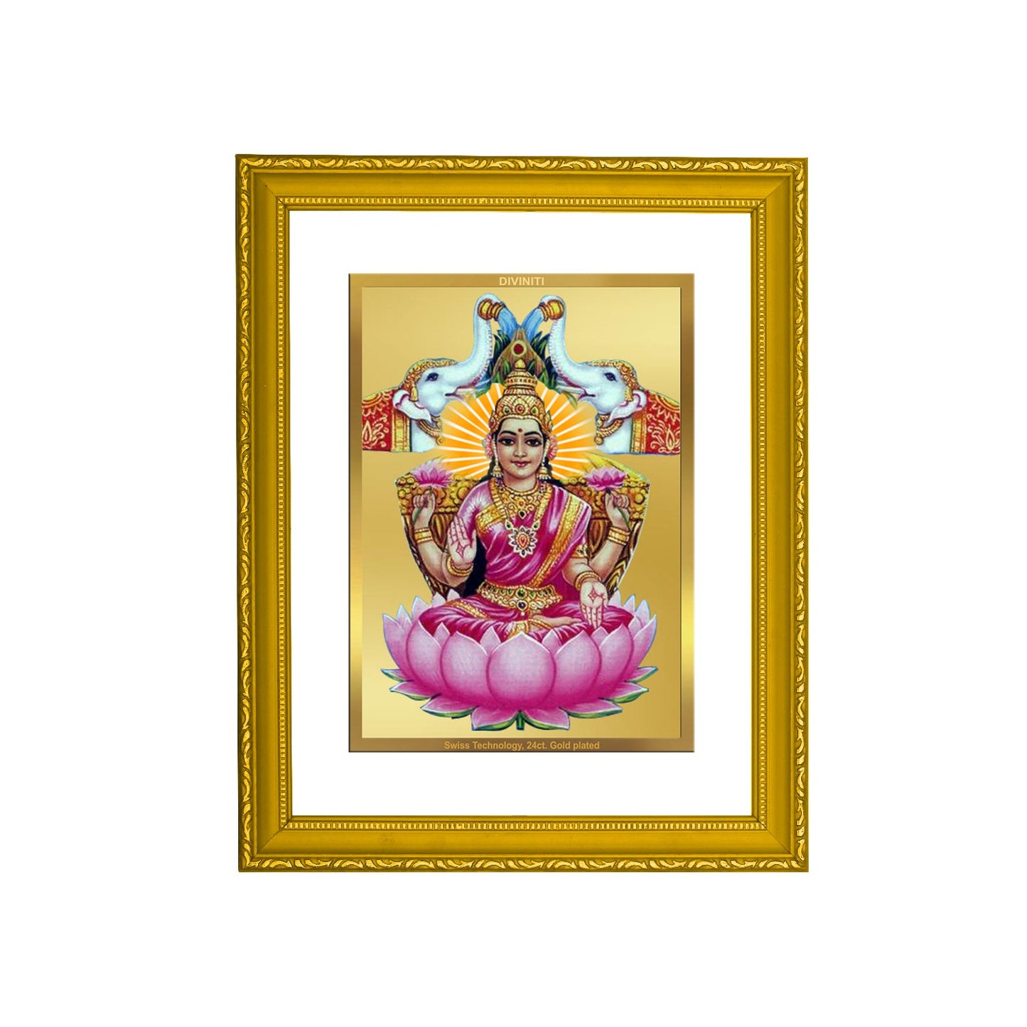 DIVINITI Gaja Lakshmi Gold Plated Wall Photo Frame| DG Frame 101 Size 2 Wall Photo Frame and 24K Gold Plated Foil, Gifts Items (20.8CMX16.7CM)